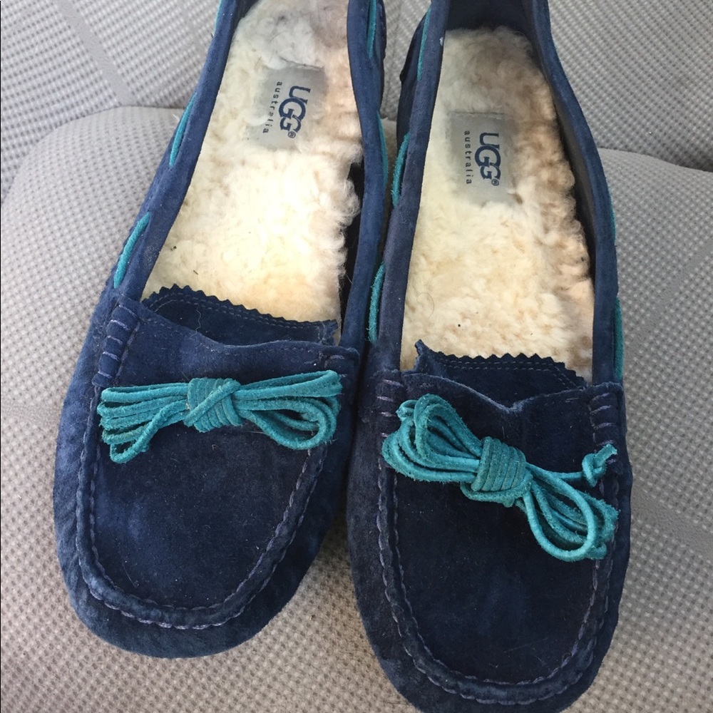 Ugg Meena blue and turquoise slippers/moccasins